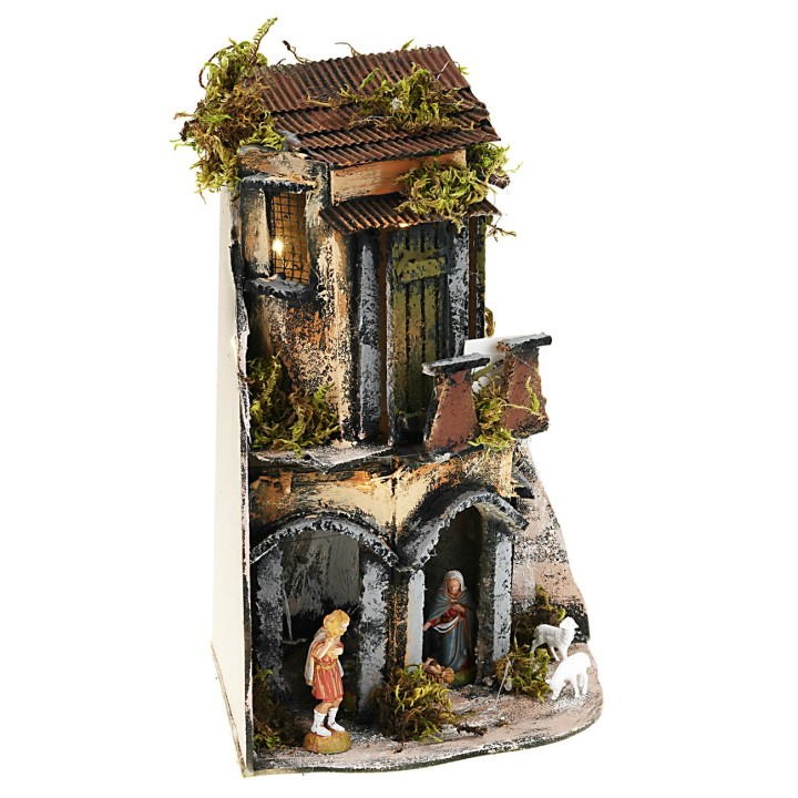 Presepe napoletano completo di luci e statue serie Landi