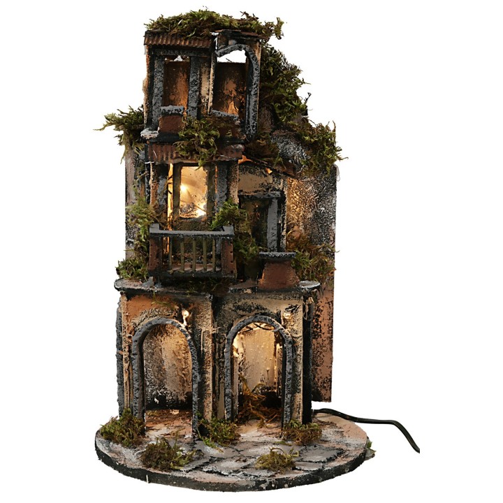 Illuminated village for 7-8 cm statues in Neapolitan style size