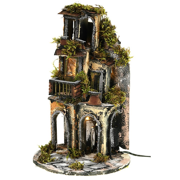 Illuminated village for 7-8 cm statues in Neapolitan style size