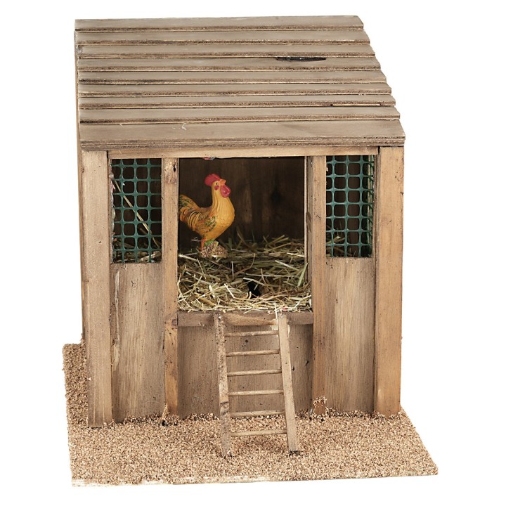 Pollaio illuminato con gallo in movimento con suoni cm 24x34x27