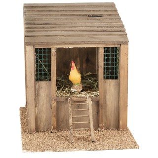 Illuminated chicken coop with moving rooster with sounds cm