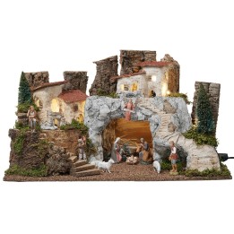 Nativity scene with a white stone cave complete with Landi