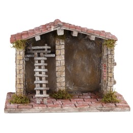 Cabaña artesanal de calidad para pesebre cm 30x18x21h