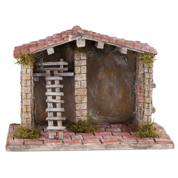 Cabaña artesanal de calidad para pesebre cm 30x18x21h