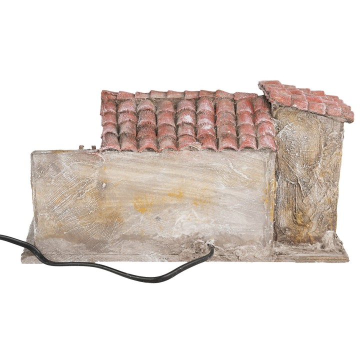 Farmhouse with moving water mill, dimensions 32x20x18 cm