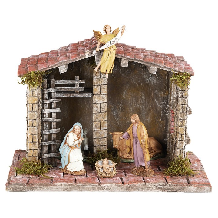 Cabaña artesanal de calidad para pesebre cm 30x18x21h