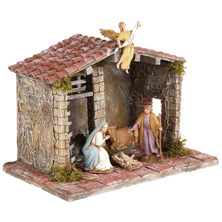 Cabaña artesanal de calidad para pesebre cm 30x18x21h