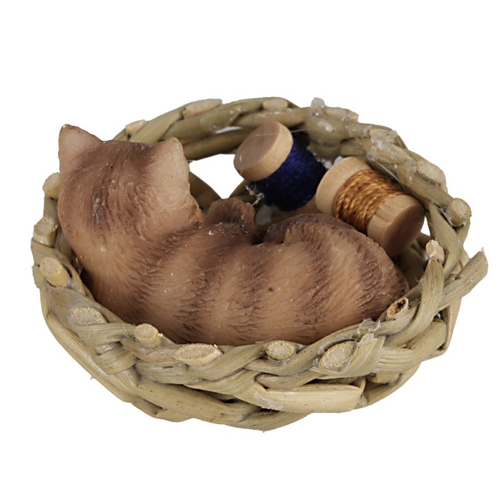Gato en modelos surtidos que duerme en una cesta Ø 4 cm