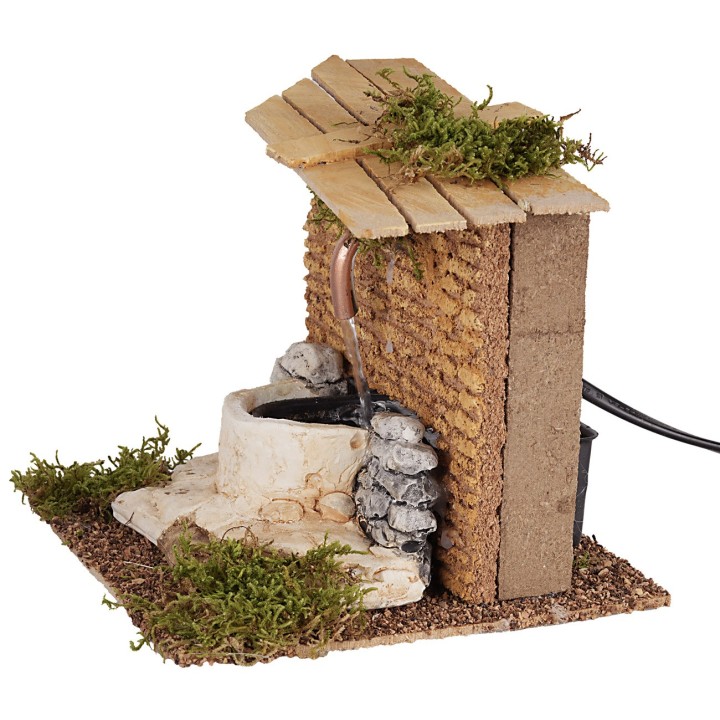 Fuente de piedra funcional a corriente para pesebre 15x14,5x13h