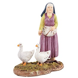 Farmer with geese 10 cm in resin Martino Landi