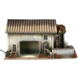Farmhouse with functioning water mill, dimensions 50x25.5x27 cm.