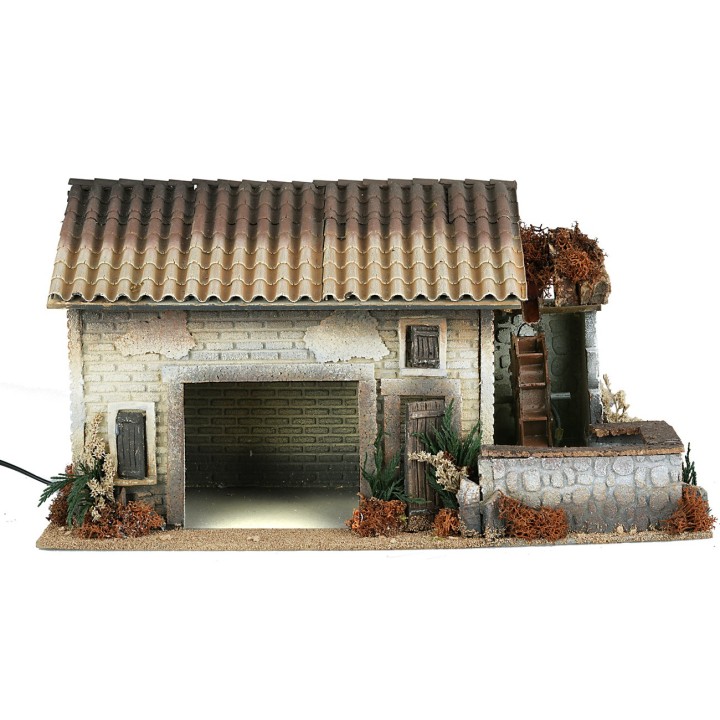 Casona con molino de agua funcionando cm 50x25,5x27h