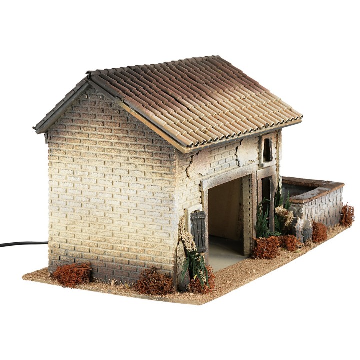 Farmhouse with functioning water mill, dimensions 50x25.5x27 cm.