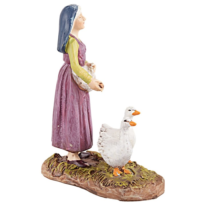 Campesina con gansos 12 cm en resina Martino Landi