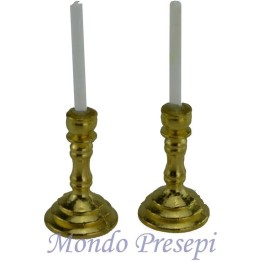 Set 2 candelabri con candela