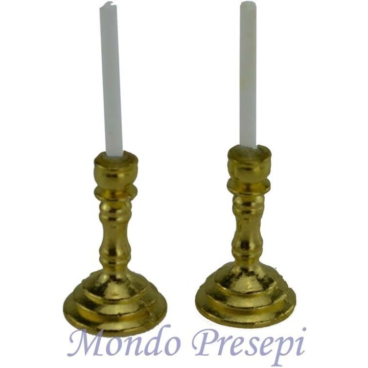 Juego de 2 candelabros con vela