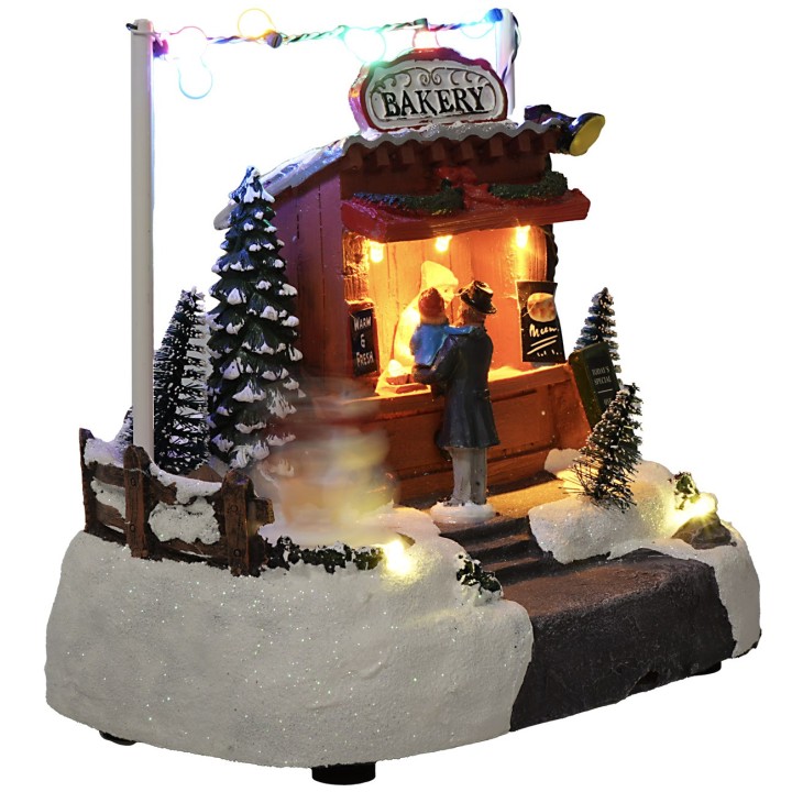 Puesto para mercado de Navidad con luces y sonidos cm