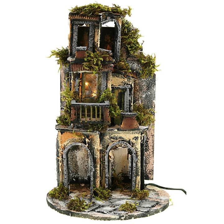 Illuminated village in Neapolitan style with circular base cm