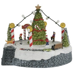 Christmas carousel with skating rink and lights, dimensions