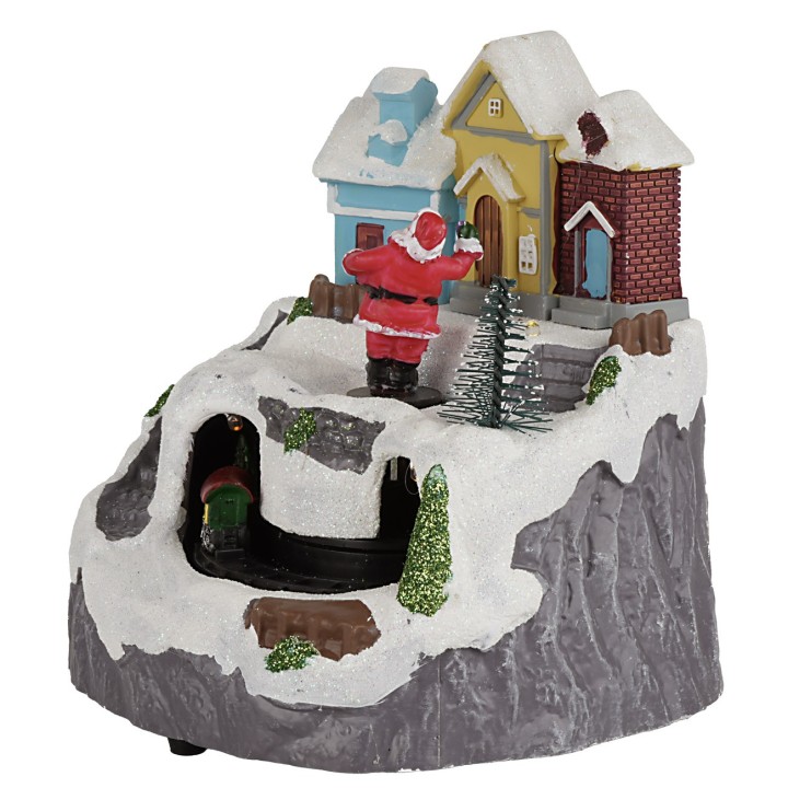 Pueblo con Papá Noel y tren completo de luces y sonidos cm