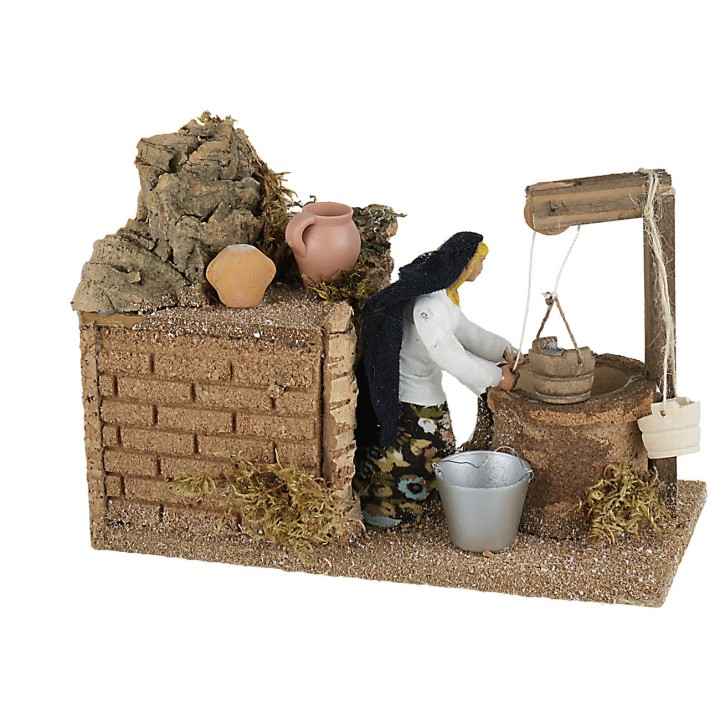 Woman at the well 10 cm with double movement