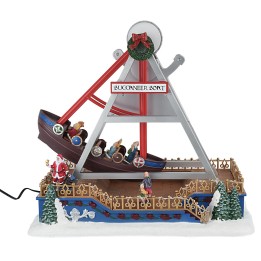 Carrusel navideño con barco oscilante completo de luces y