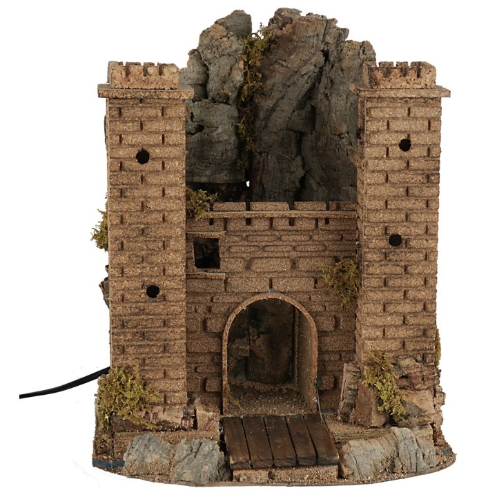 Castle with moving drawbridge cm 26x24x32 h
