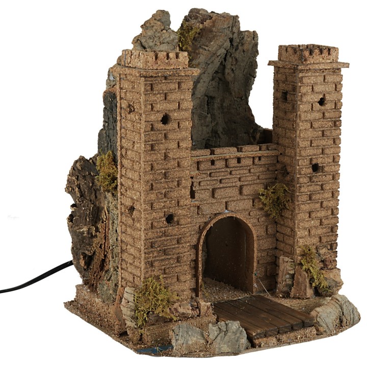 Castle with moving drawbridge cm 26x24x32 h