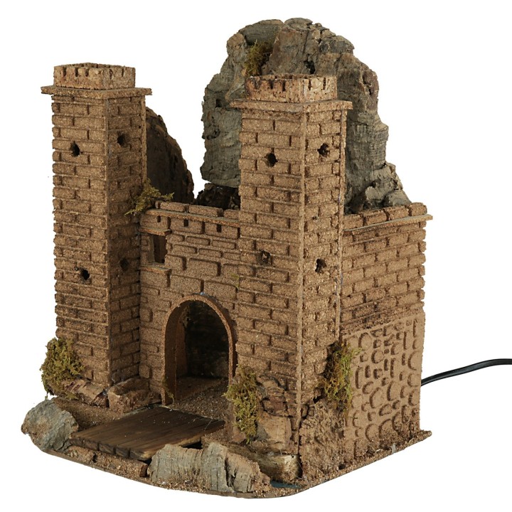 Castello con ponte levatoio in movimento cm 26x24x32 h