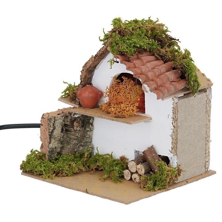 Oven with working flame fire effect, dimensions 15x15x14.5 cm h