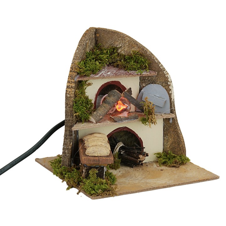 Bakery oven with working flame fire effect measuring 15x15x14.5