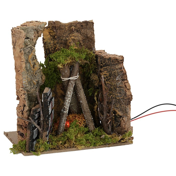 Bivacco con fuoco funzionante a batterie cm 14x9x14 h