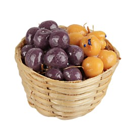 Cesta de mimbre con albaricoques y ciruelas cm Ø 2,5x2 h
