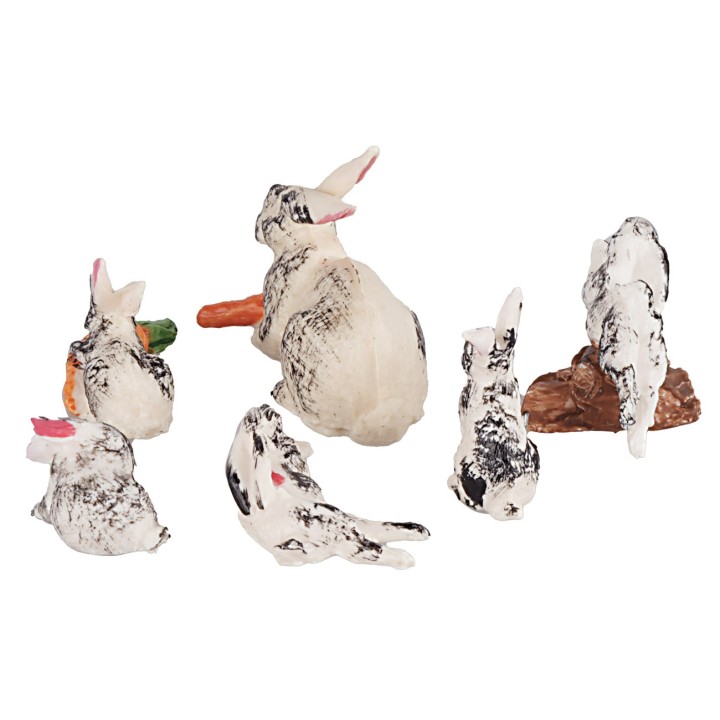 Set of 6 rabbits for 10 cm statues