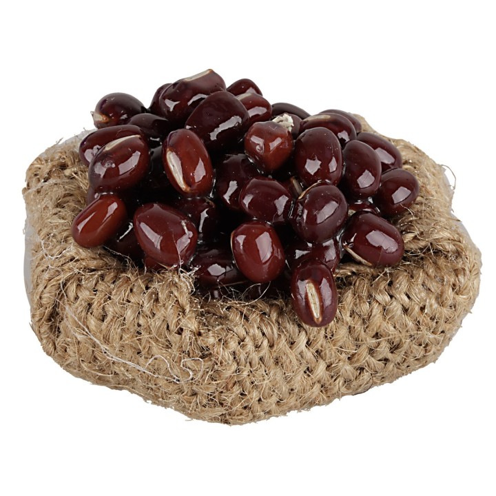 Cesta baja de yute con frijoles 4 cm