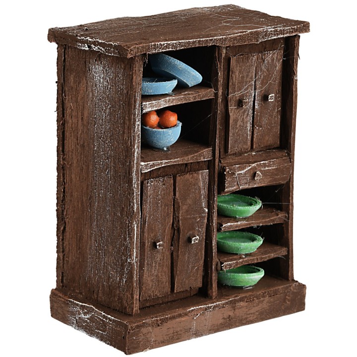 Armario de madera envejecida con puertas y cajones cm 8x5x11 h