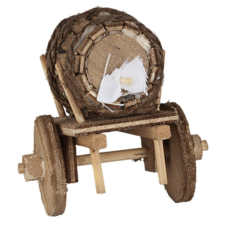 Wooden cart with barrel cm 8x5x6 h