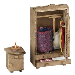 Wooden wardrobe and bedside table set