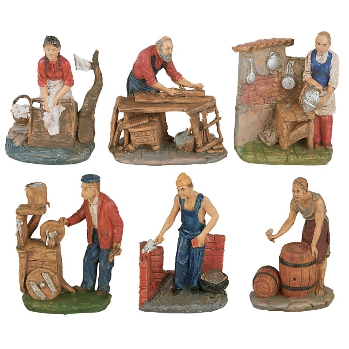 Set 6 artigiani 10 cm per presepe