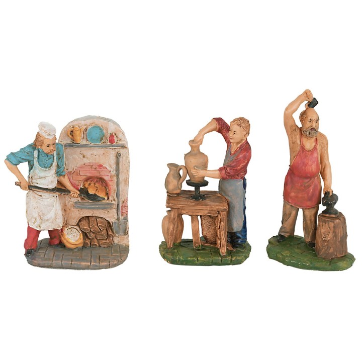 Conjunto de 6 figuritas trabajando de 10 cm para belén