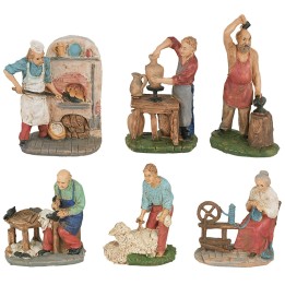Set of 6 figurines at work, 10 cm, for nativity scenes