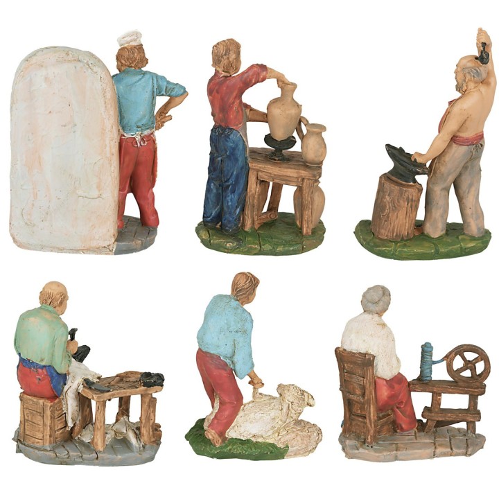 Conjunto de 6 figuritas trabajando de 10 cm para belén