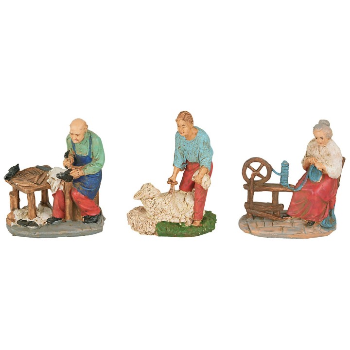 Conjunto de 6 figuritas trabajando de 10 cm para belén