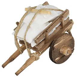 Carro in legno con sacchi cm 8x7x6 h