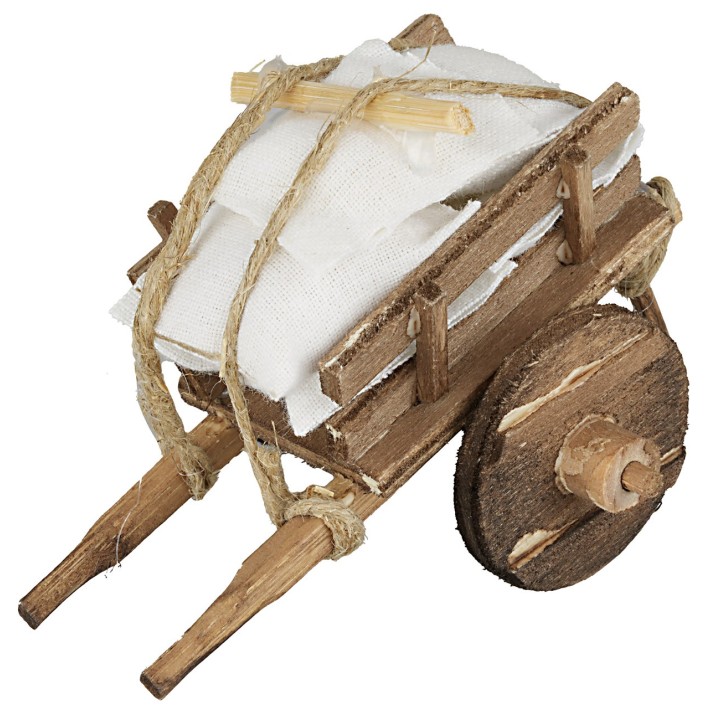Carro in legno con sacchi cm 8x7x6 h