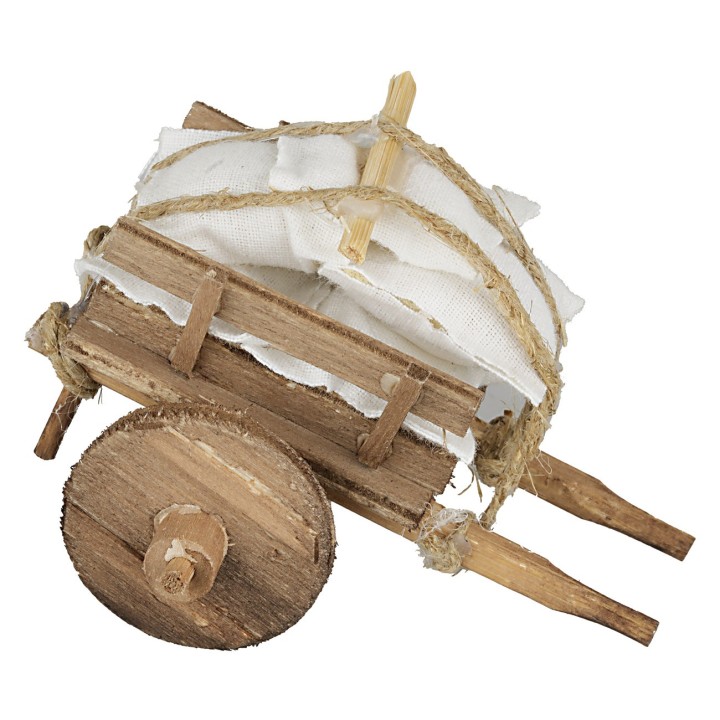 Carro in legno con sacchi cm 8x7x6 h