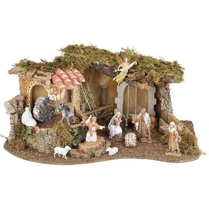 Capanna illuminata con macina funzionante e statue incluse cm