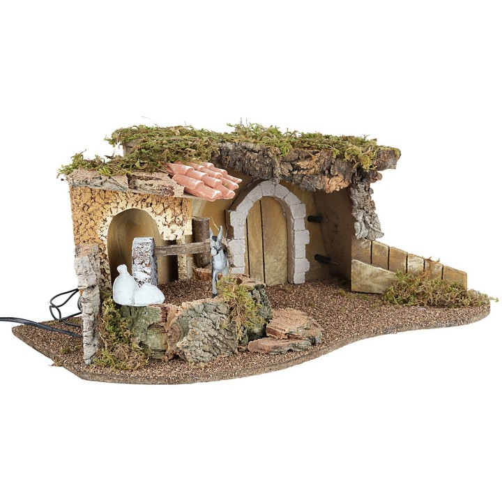 Capanna illuminata con macina funzionante cm 51,5x31x23 h