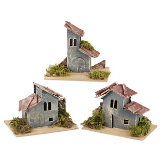 Set of 3 nativity houses cm 14x9x10 h