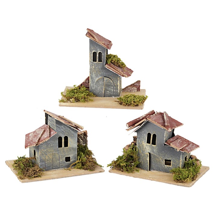 Set 3 casette per presepe cm 14x9x10 h